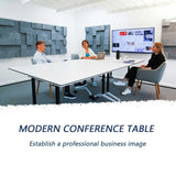 Office Conference Table, Folding White Flip Top Large Rectangular Table with Wheels, for 2-10 People Meeting Seminar Conference Room, 4ft 61.0"