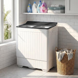 COSTWAY Portable Washing Machine, Twin Tub Lbs Capacity with Built-in Drain Pump, Lbs Washer and Lbs Spinner with Timer Control, Laundry Machine Perfect for Apartment Dorm RV (Grey+White,26 LBS)