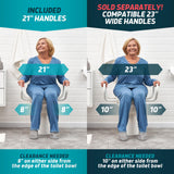 Lunderg Raised Toilet Seat with Handles - Elongated - Easy to Install Toilet Seat Risers for Seniors - Adds 3 Inches & Works like the one you’ve always used - Elegant design - No Hospital Vibe