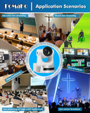 FoMaKo K600NW 4K 60fps NDI PTZ Camera, NDI|HX3 4K 60fps Output,20X Optical Zoom,Gen 3 AI Auto-Tracking, 3G-SDI HDMI NDI USB PoE, for Church Worship & Live Streaming, White