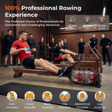 WENOKER Water Rowing Machines for Home Use, Water-Magnetic Dual Resistance Rower Machine with Smart Electronic Knob,Wooden Row Machine with Bluetooth App Compatible for Home Gym Exercise 400 LBS
