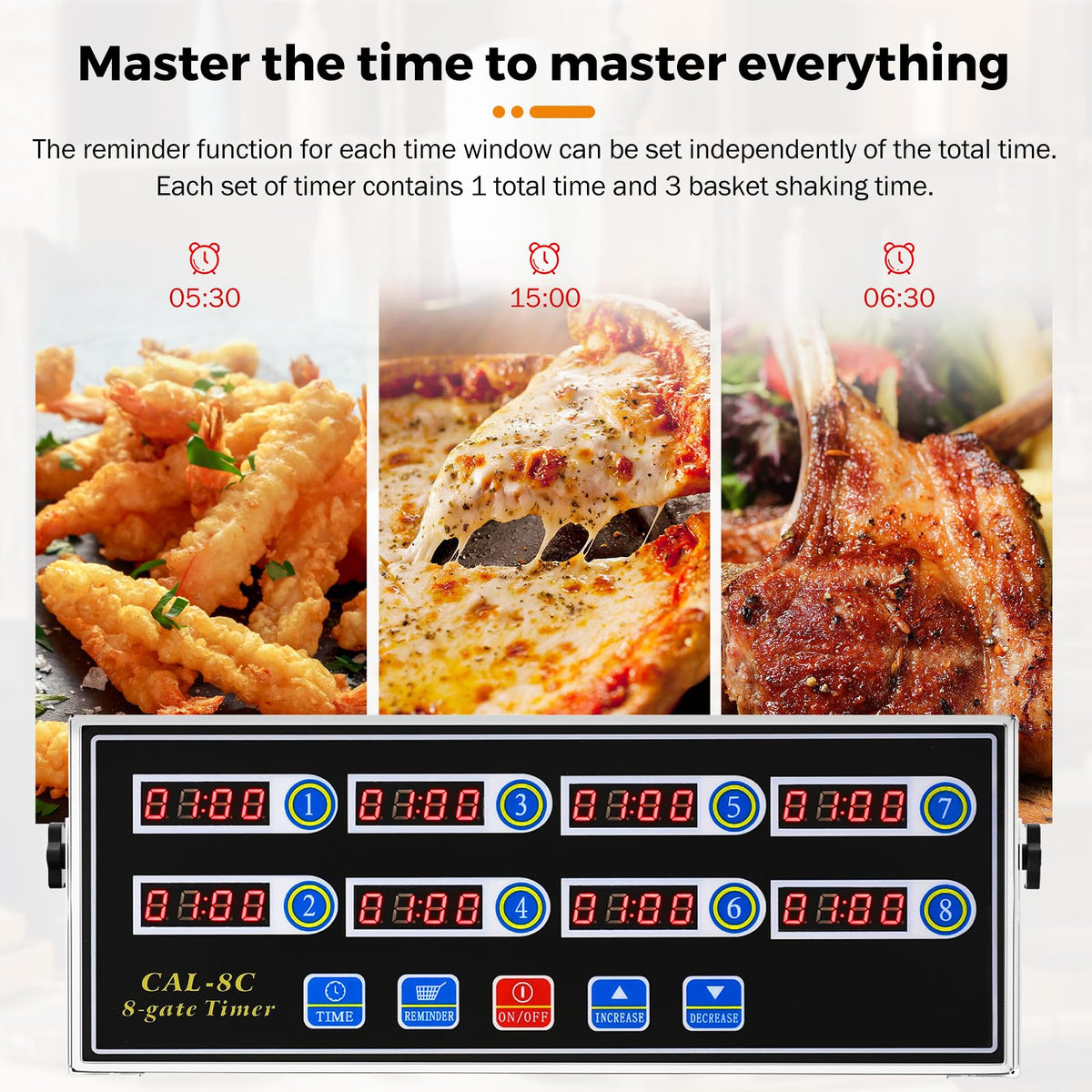 8 Channel Kitchen Timer BEAMNOVA 8-Channel Digital Kitchen Timer, Commercial Timer for Restaur ...