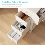 Lufeiya White L Shaped Computer Desk with Drawers & Storage Shelves, 47 Inch Corner Reversible Desk with Power Outlet for Home