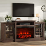 LUXOAK 70" Farmhouse TV Stand with 28" Fireplace, Rustic Brown
