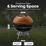 GasOne – 14-inch Portable Barbecue Grill with Thermometer - 3-Point Locking Lid for Heat Preservation – Dual Venting System – Small Charcoal Grill for Backyard, Camping, Boat