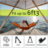 Tranquillo Sturdy Steel Hammock Stand with Premium Cotton Canvas, 600 lbs Capacity Folding Hammock Stand, Portable Hammock 30-Second Fold Unfold Hammock for Camping, Orange