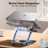 Laptop Stand for Desk - 360° Rotating Base, Ergonomic Foldable Computer Stand for Laptop Riser, Height Adjustable