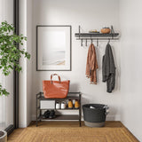 Seville Classics Sturdy Freestanding Storage Shelf for Bedroom, Closet, Entryway, Dorm Room Organizer Stackable Durable Metal Shoe Rack Espresso Slat, 3-Tier (NEW MODEL)