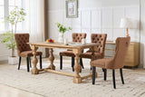 MOOLSUN Fabric Dining Chairs Set of 4, High Back Side Chairs, Modern Padded High-End Tufted Upholstered Chairs with Button-Tufted Back & Rear Pull Tabs, Solid Wood Legs F-Coffee(Solid Wood Legs)