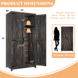 AMERLIFE Set of 2 Farmhouse Armoire Wardrobe Closet with 2 Barn Doors, 71'' Storage Cabinet with Shelf & Hanging Rod, Versatile Clothing Storage for Bedroom, Black Oak