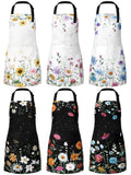 Bencailor 6 Pcs Spring Kitchen Aprons with Pockets Flower Rooster Bee Butterfly Sunflower Summer Aprons Bulk for Women(Bright Color,Flower)