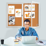 Lockable 2-Door Weatherproof Enclosed Bulletin Board Aluminum 44x32in
