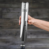 Wine Enthusiast 2-in-1 Electric Blue Automatic Wine Bottle Opener & Preserver Set – Stainless Steel Electric Corkscrew with Vacuum Stopper (7pc Set)