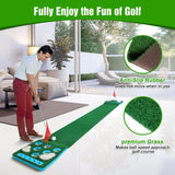 KEMLDIVS Golf Putting Game Set, Detachable Golf Putting Green Mat with 4 Balls, 2 Cups & Flags, 1 Portable Bag for Indoor & Outdoor Party Game Use