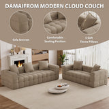 2 Pcs Modern Boneless Sofa for Living Room, Cloud Sectional,Light Brown