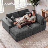 ReeQuo 120" Oversized Modular Sectional Sofa, Boneless Couch for Living Room, Modern Comfy L Shaped Cloud Couch Sectional with Movable Ottoman, Removable Covers 28" Extra Deep Seat, Dark Grey
