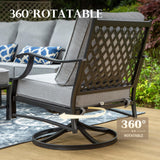 HERA'S HOUSE 7-Piece Patio Conversation Set, 7-Seat, Swivel Chairs, Grey