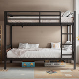 nesture. Bunk Bed Twin Over Twin, Heavy Duty Metal Bunkbeds with Full-Length Guardrail, Space-Saving Steel Bed for Kids & Adults, No Box Spring Required, Rustic Brown