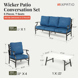 MIXPATIO 6-Piece Patio Conversation Set, Coffee Table, E-Coated Frame