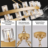 60 Inch Gold Wagon Wheel Chandelier with Crystal Shade, 60 Lights