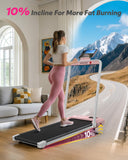 Foldable Treadmill with Incline, Compact Walking Pad Treadmill with Safety Handle Bar, 3.0HP Quiet Under Desk Treadmills