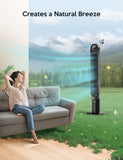 VAGKRI Tower Fan for Bedroom, 42" Quiet Floor Fan with 135° Vertical 90°Oscillation, 4 Modes, 4 Speeds, 15H Timers Standing bladeless Fans with Remote for Indoors