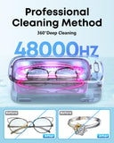 BEESHOP 48kHz Ultrasonic Jewelry Cleaner, Dual Modes with Degas Function, for Jewelry, Glasses, Rings, Retainers, Dentures, Watch Straps & More, 19oz 304 Stainless Steel Tank, 30W Sonic Cleaner Power