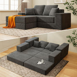 Cloud Modular Sectional Sofa, Comfy Boneless Couch for Living Room, Modern L-Shaped Couch with Reversible Chaise, Customizable Sleeper Sofa Bed with Non Slip, No Assembly & Deep Seat, Dark Grey