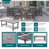 7 Piece Outdoor Dining Set, Patio Dining Table and 6 Chairs, All-Aluminum Frame