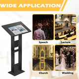 Adjustable Acrylic Podium Stand, 24" Wide Lectern with Metal Base, Portable Pulpit for Church