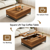 43" Lift Top Coffee Table with Storage, Desk Height Walnut Table
