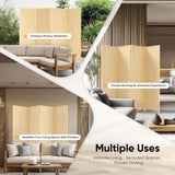 Room Divider 4 Panel Folding Privacy Screen, Bamboo Room Divider Screen - 6 ft. Tall Wall Divider for Room Separation