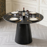 Maotifeys Modern Round Dining Table 42'' Black Marble Dining Room Table for 4, Circle Faux Marble Top Kitchen Table with Black Pedestal for Dining Room, Bistro, Breakfast (Table Only)