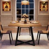 Tribesigns Square Dining Table Set of 4, 31.5" Modern Dinner Table with Metal Base, Kitchen Table for Dining Room, Small Space, Apartment, Natural & Black (Chairs are not Included)