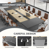 138" Rectangular Conference Table, Seats 12-14, Built-in Power Outlets & USB Charging Ports
