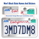 BGGTMO Stainless Steel License Plate Frames- 2 Pack Heavy Duty Polished Mirror Car Tag Cover with Chrome Screws Caps, 4 Holes Front & Rear Holders with Fasteners, Inserts, Rust/Rattle Proof Pads