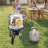 ARC 52QT Steaming Kit, 55,000BTU Portable Propane Burner, SS Steamer Pot w/Easy-fill Water Spout, Divider and Steamer Rack, Seafood Crab-Vegetable-Vaporeras para Tamale Steaming, Outdoor Cooking