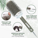 Round Brush, 45 mm/1.7 Inch Barrel with 2 Clips – Round Hair Brush with Flexible Nylon 66 Bristles Nano Ionic Heat Resistant Tech for Professional Curling, Styling & Shining Texture