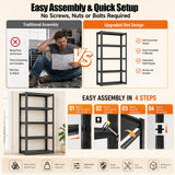Book Shelf Metal Shelving Storage Shelves 5-Tier Adjustable Tall Bookshelf Organization and Storage