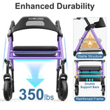 HOMLAND Foldable Rollator Walker with Seat for Seniors, 16" Enlarged Seat