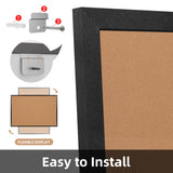 Board2by Extra Large Cork Bulletin Board 60" X 48", Black Wood Framed 5'x4' Corkboard for Wall, Wall Mounted Notice Pin Board with 18 Push Pins for School, Home & Office