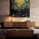 NessCarsti 94.48 Inch Mid Century Modern TV Stand for Living Room, Walnut