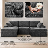 ReeQuo 120" Oversized Modular Sectional Sofa, Boneless Couch for Living Room, Modern Comfy 5 Seat U Shaped Cloud Couch Sectional with Movable Ottoman, Removable Covers, 28" Extra Deep Seat, Dark Grey