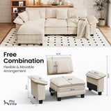 PHI VILLA Sectional Cloud Couch L Shaped 4-Seat Modular Sofa with Ottoman