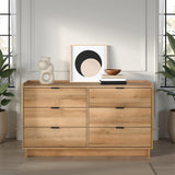 Prepac Simply Modern 6-Drawer Double Dresser for Bedroom, Chest of Drawers, Modern Bedroom Furniture, 52.5” Wide x 16” deep x 29.5” Tall, Oak