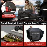 kscocinaBBQ Portable Charcoal Grill with Smoking Function, Foldable Suitcase Design with Wheels, Multi-Tier Storage Rack & Waterproof Cover for Outdoor BBQ Parties (Black)