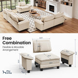 PHI VILLA 3-Piece Modular Sofa Set with 3-Seat Couch & Loveseat & Armchair
