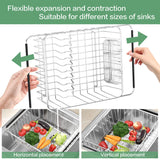 SwetLao Large Sink Dish Drying Rack, Expandable 304 Stainless Steel Metal Dish Drainer Rack Organizer Shelves with Stainless Steel Utensil Holder Over Inside Sink, Rustproof