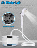 innhom Portable Camping Shower, 6000mAh Rechargeable Camp Shower Pump with LED Display, IPX7 Waterproof & 2 Spray Modes Electric Outdoor Shower for Hiking, Travel, Pet Bathing and Car Washing, White