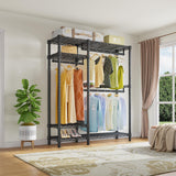VIPEK V2 Heavy Duty Clothes Rack, Portable Metal Clothing Racks with 4 Tiers Adjustable Wire Shelving & 3 Hanging Rods, Freestanding Wardrobe Portable Closet Rack, Max Load 700LBS, Black